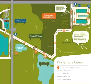 Finnemore Lake Trail Map, link opens in new tab.